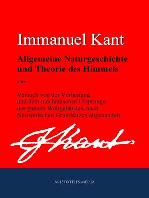 cover image of Allgemeine Naturgeschichte und Theorie des Himmels